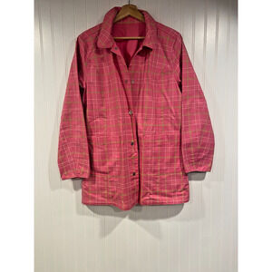 Isaac Mizrahi Reversible Jacket Sz 10 Pink Plaid Preppy Girlie
